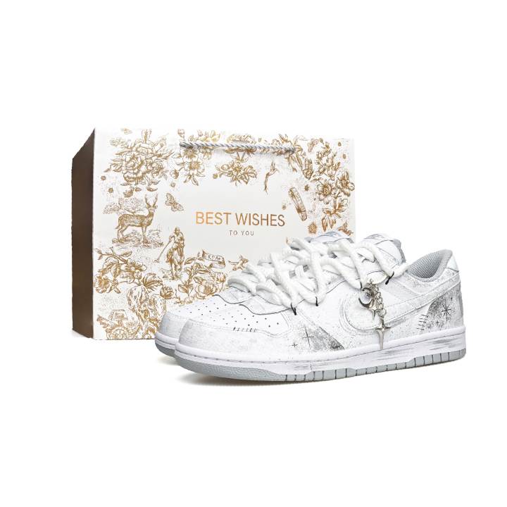 Nike Nike Big WAO PU Synthetic Leather Abrasion Resistant Height Increasing Low top Skateboard Shoes Men's White Gray