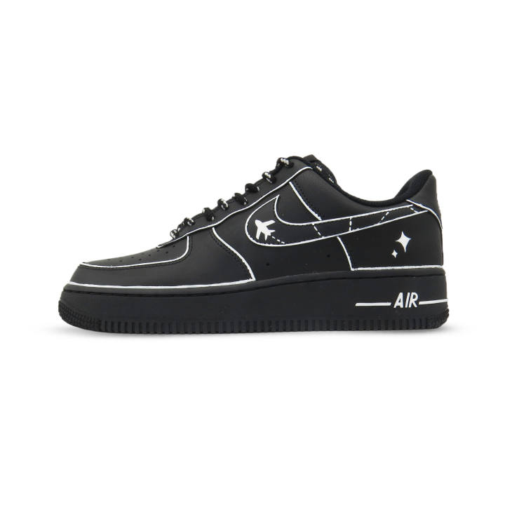 Nike Nike Air Force 1 Black Warrior Slip Resistant Abrasion Resistant Low top Skateboard Shoes Unisex Black