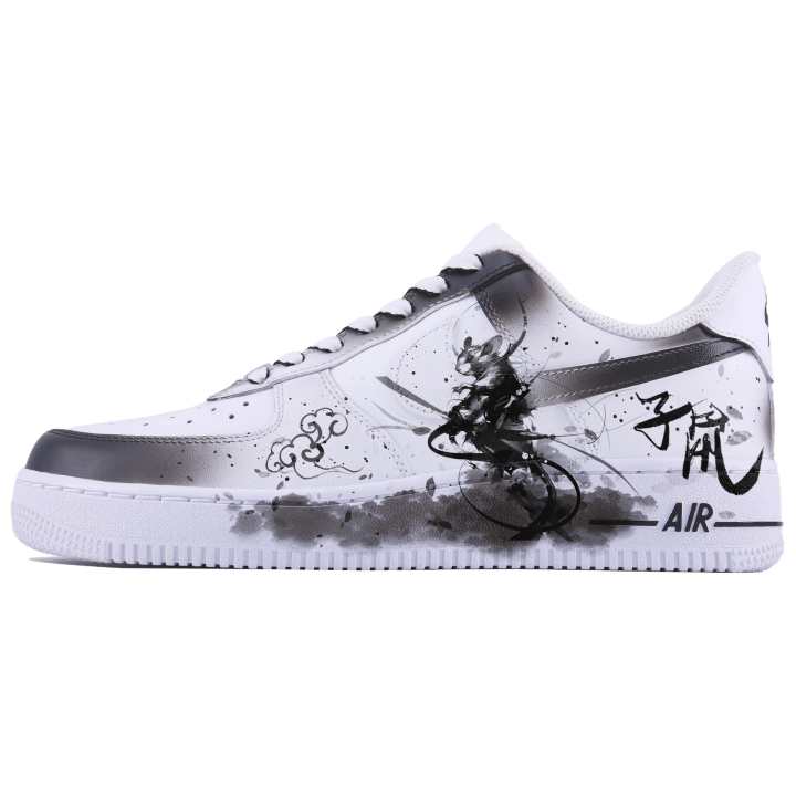 Nike Nike Air Force 1 Auspicious Rat SDS Abrasion Resistant Abrasion Resistant Low top Skateboard Shoes Men's White Black