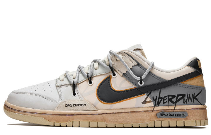 Nike Nike Dunk Da Vinci Custom, Phantom Gray Slip Resistant Abrasion Resistant Low top Skateboard Shoes Men's Black Brown