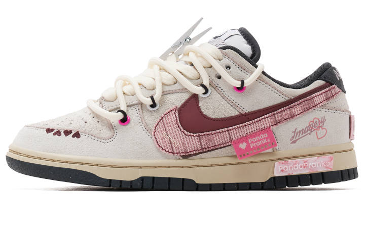 Nike Nike Dunk Slip Resistant Abrasion Resistant Low top Skateboard Shoes Unisex Beige Pink
