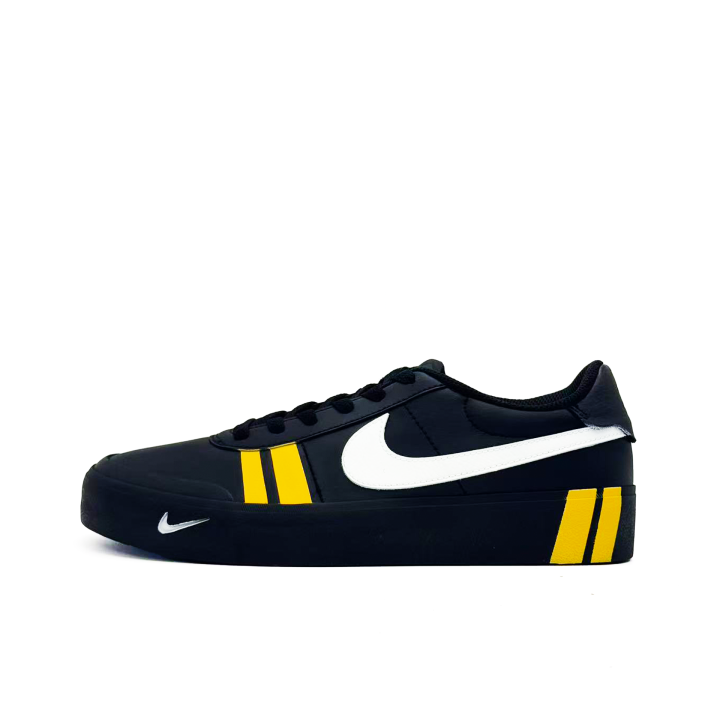 Nike Nike Court Shot Lemon Yellow Path Abrasion Resistant Low top Skateboard Shoes Men's Black Yellow