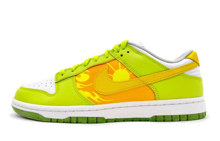 Nike Nike Dunk REGO Hot Dog, Emerald Orange Glow Abrasion Resistant Low top Skateboard Shoes Unisex Green White Orange