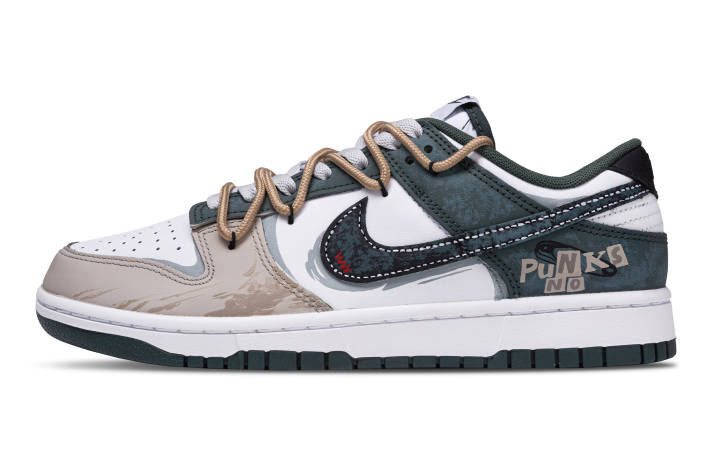 Nike Nike Dunk Mist Brown Forestscape Abrasion Resistant Lightweight Low top Skateboard Shoes Unisex White Brown