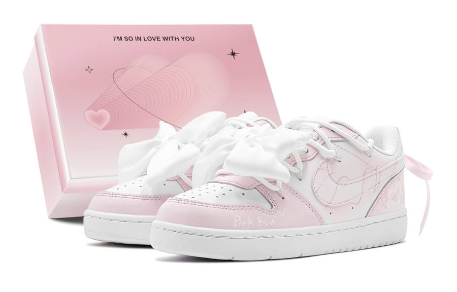 Nike Nike Court Borough 2 Romantic Casual Girlish Bowknot, Sweet Girl Outfit Low top Skateboard Shoes Women's Pink