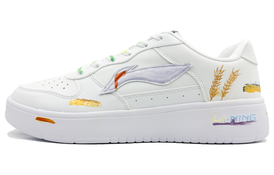 Li-Ning Li Ning Floating Boat Slip Resistant, Abrasion Resistant, Breathable Low top Skateboard Shoes Men's White Yellow