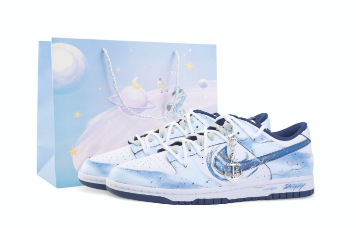 Nike Nike Dunk Drippy Abyss Cross Abrasion Resistant Low top Skateboard Shoes Unisex Blue White