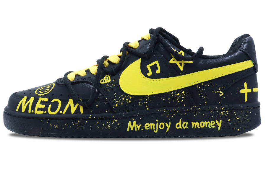 Nike Nike Court Vision Slip Resistant Lightweight Low top Skateboard Shoes Unisex Black Yellow