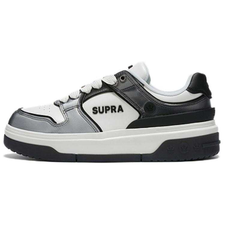 SUPRA 23FW Cushioning Abrasion Resistant Cushioning, Wear Resistant Low top Skateboard Shoes Unisex Black White Gray