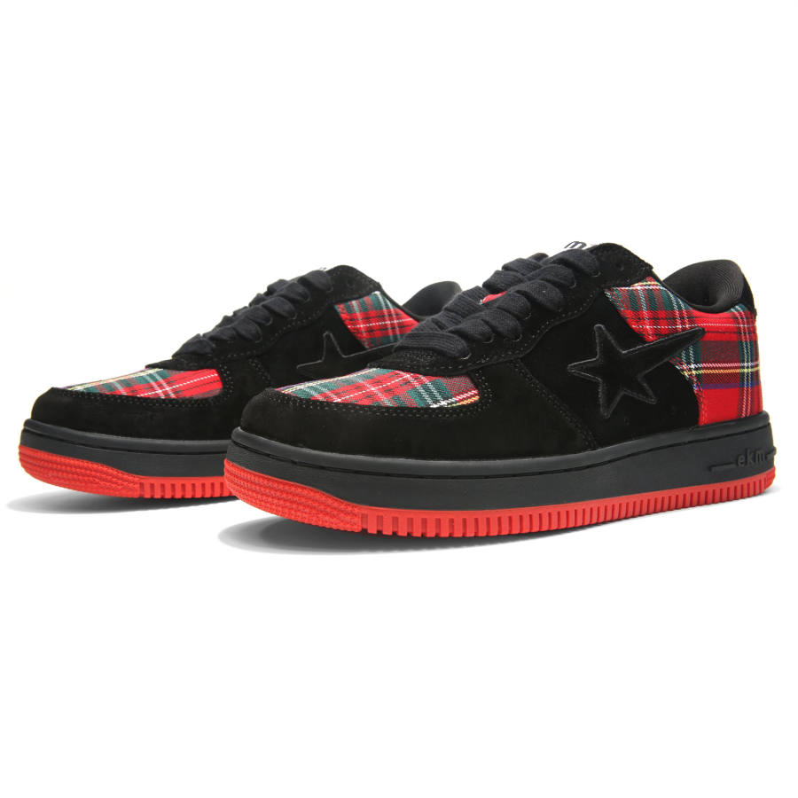 EKM Slip Resistant, Abrasion Resistant, Height Increasing Low top Skateboard Shoes Unisex Red Black