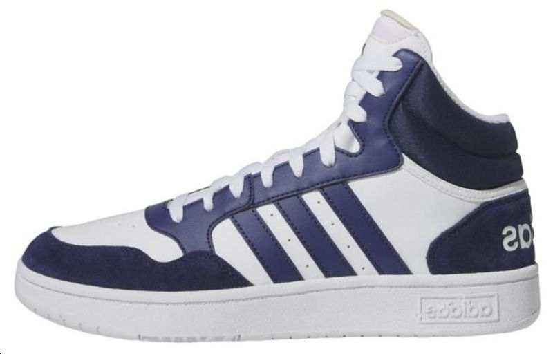 Adidas Adidas Hoops 3.0 Cushioning Abrasion Resistant Cushioning, Wear Resistant Mid top Skateboard Shoes Men's White Blue