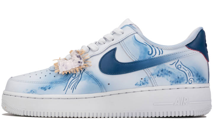 Nike Nike Air Force 1 Slip Resistant Low top Skateboard Shoes Unisex White Blue