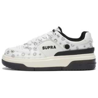 SUPRA 23FW Cushioning Abrasion Resistant Cushioning, Wear Resistant Low top Skateboard Shoes Unisex White Black