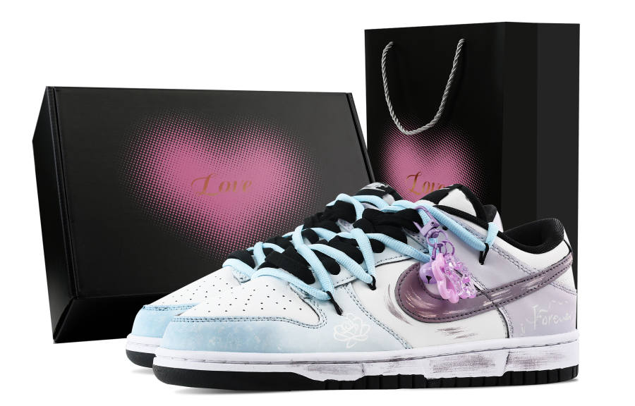 Nike Nike Dunk Purple Shimmer, Heart Box Slip Resistant Abrasion Resistant Low top Skateboard Shoes Unisex