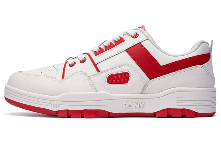 Pony M100 Cow Leather Slip Resistant Cushioning Slip Resistant Cushioning Low top Skateboard Shoes Unisex Beige Red