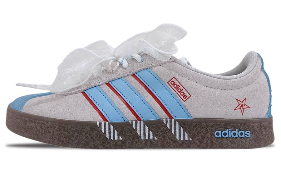 Adidas Adidas VL COURT 2.0 Cushioning Abrasion Resistant Lightweight Support Low top Skateboard Shoes Unisex Blue Gray