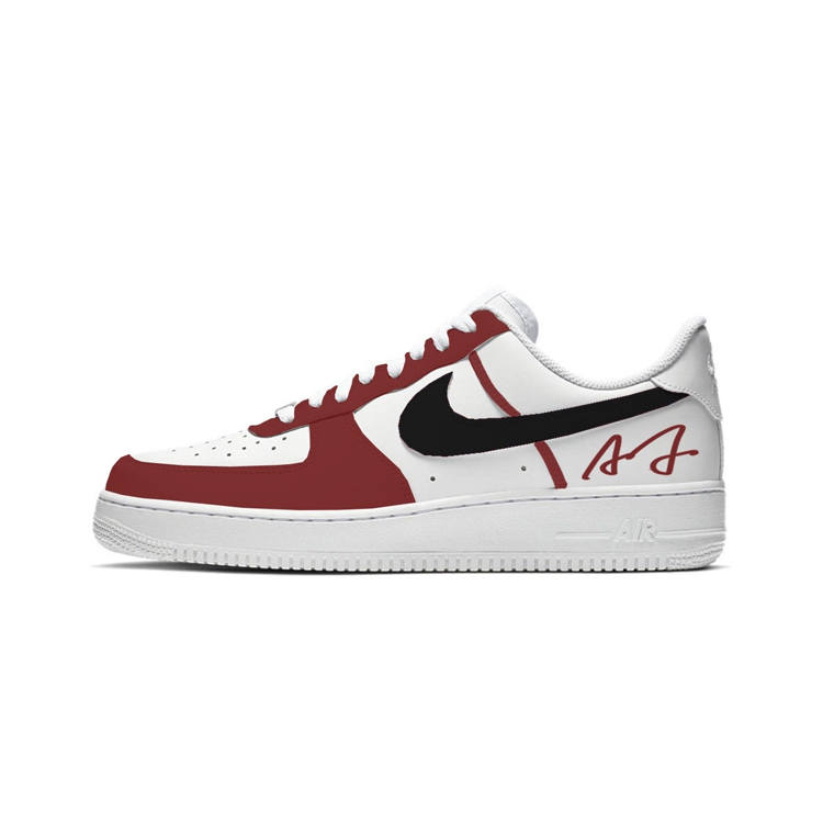 Nike Nike Air Force 1 Red Street Abrasion Resistant Abrasion Resistant Low top Skateboard Shoes Women's Red White