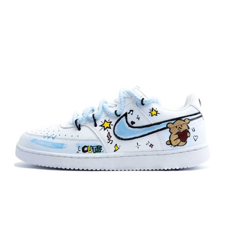 Nike Nike Court Vision 1 Bear Adventure Abrasion Resistant Low top Skateboard Shoes Unisex Light Blue