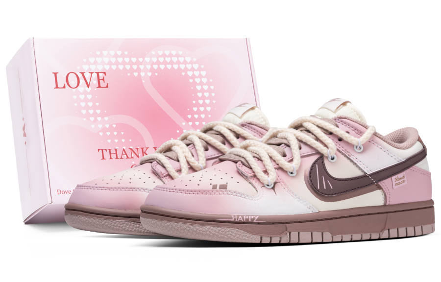 Nike Nike Dunk Sweet Box Synthetic Leather Abrasion Resistant Low top Skateboard Shoes Women's Pink Brown