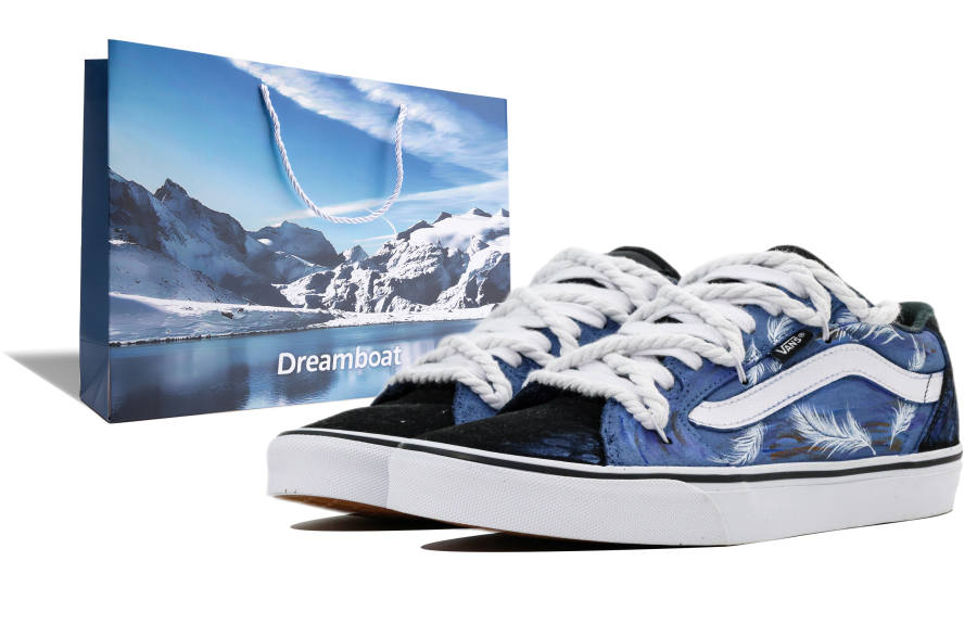 Vans Faulkner Fibra, Shopping Bag Abrasion Resistant Low top Skateboard Shoes Unisex White Blue