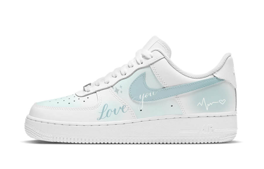 Nike Nike Air Force 1 Blue Mood Slip Resistant Abrasion Resistant Low top Skateboard Shoes Women's Blue White