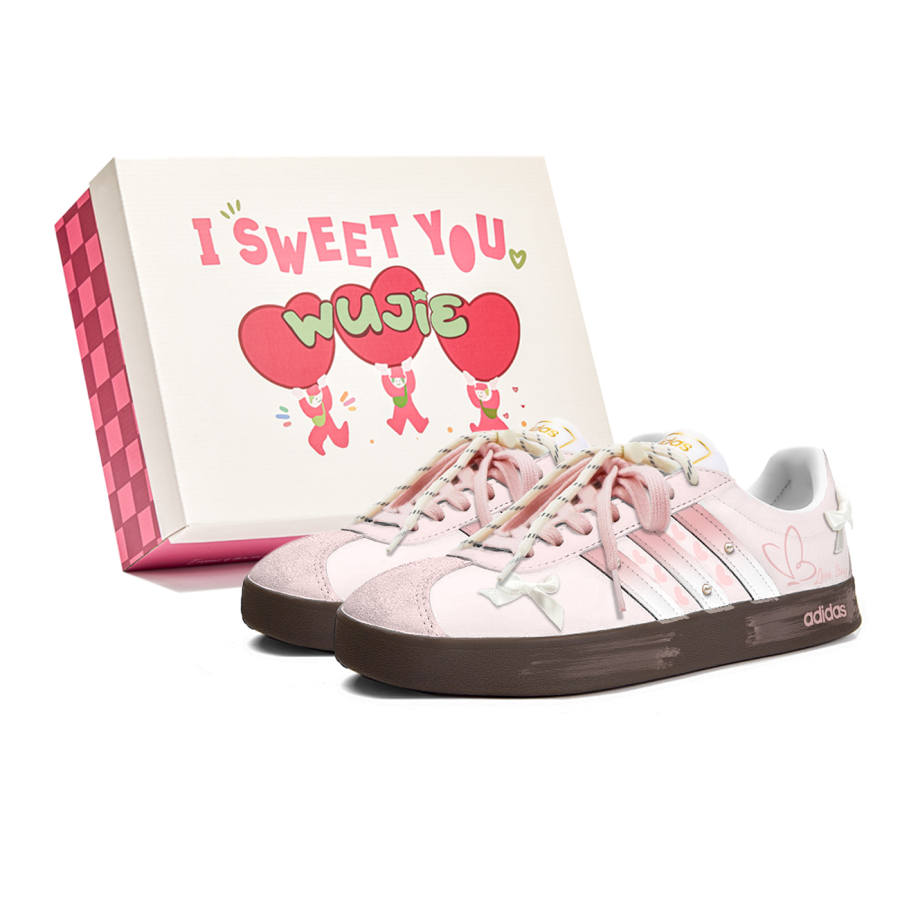 Adidas Neo VL Court 2.0 Butterfly Love Cushioning Low top Skateboard Shoes Unisex Pink Brown