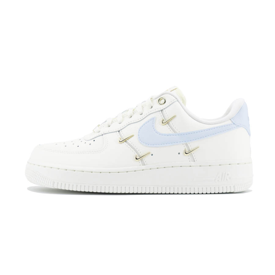 Nike Nike Air Force 1 Slip Resistant Abrasion Resistant Low top Skateboard Shoes Women's White Blue