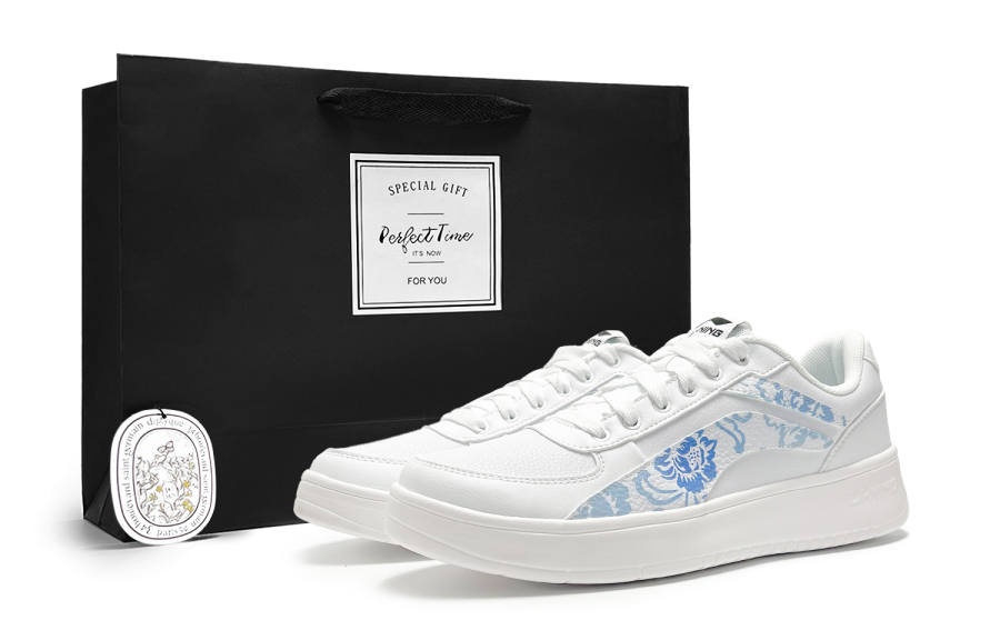 Li-Ning Li Ning Slip Resistant Abrasion Resistant Low top Skateboard Shoes Women's Blue White
