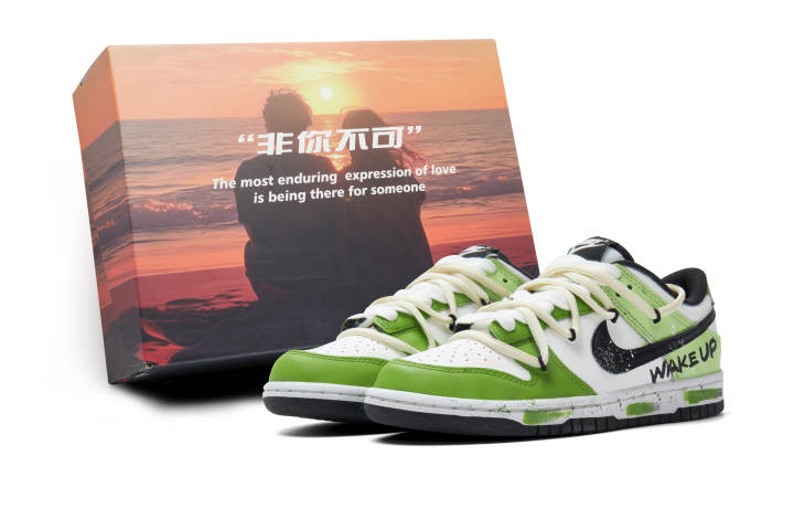 Nike Nike Dunk Slip Resistant Abrasion Resistant Low top Skateboard Shoes Unisex White Green