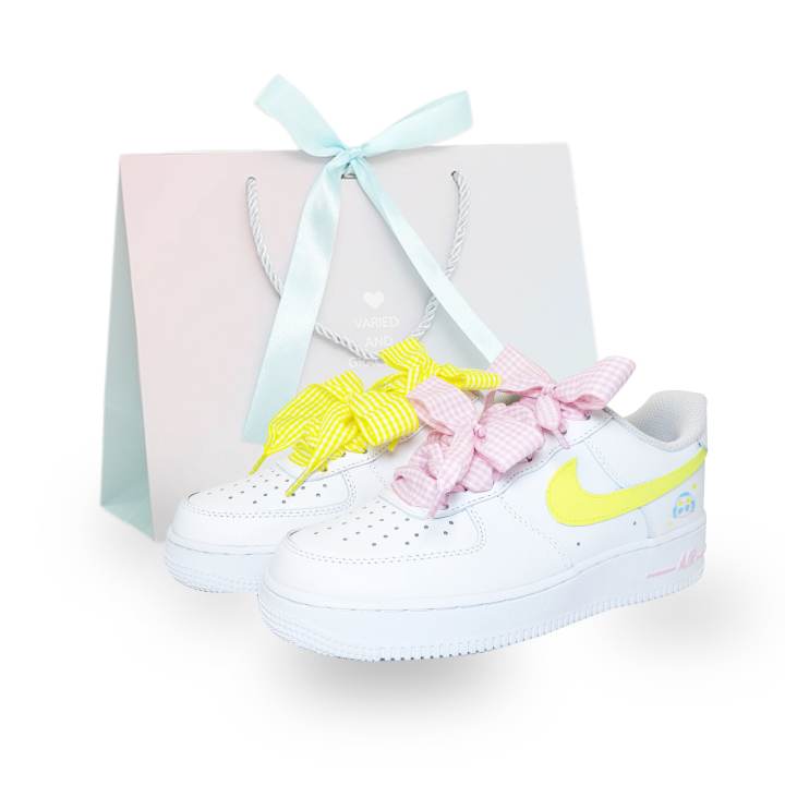 Nike Nike Air Force 1 Cocoa Drummer Pu Abrasion Resistant Low top Skateboard Shoes Unisex Pink Yellow