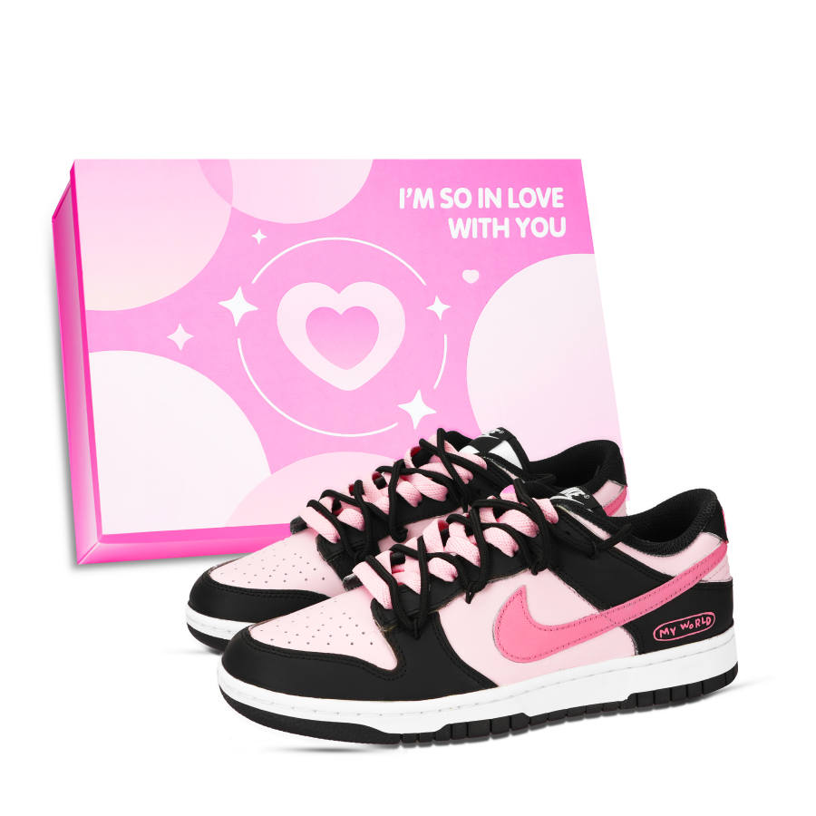 Nike Nike Dunk Panda, Pink Ink Fantasy Journey Leather Abrasion Resistant Abrasion Resistant Low top Skateboard Shoes Unisex