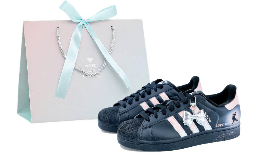 Adidas Originals Superstar 2 Wear resistant And Lightweight Low top Skateboard Shoes Women's Black Pink