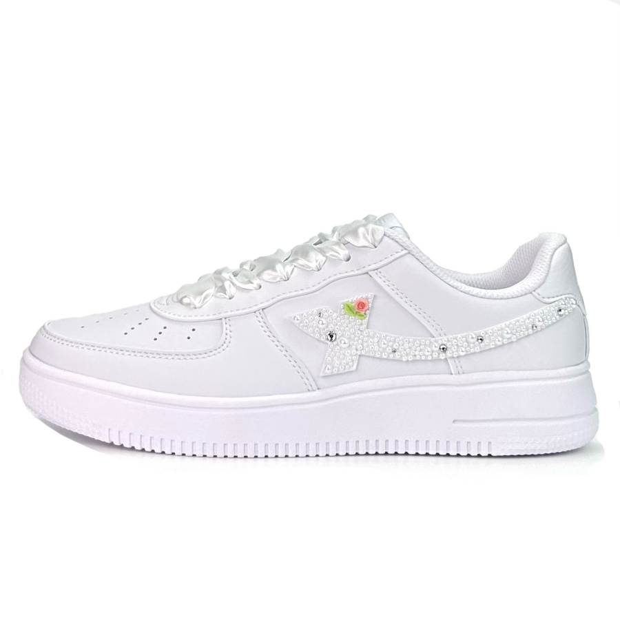 XTEP Air Force 1 Slip Resistant Lightweight Height Increasing Low top Skateboard Shoes Unisex White