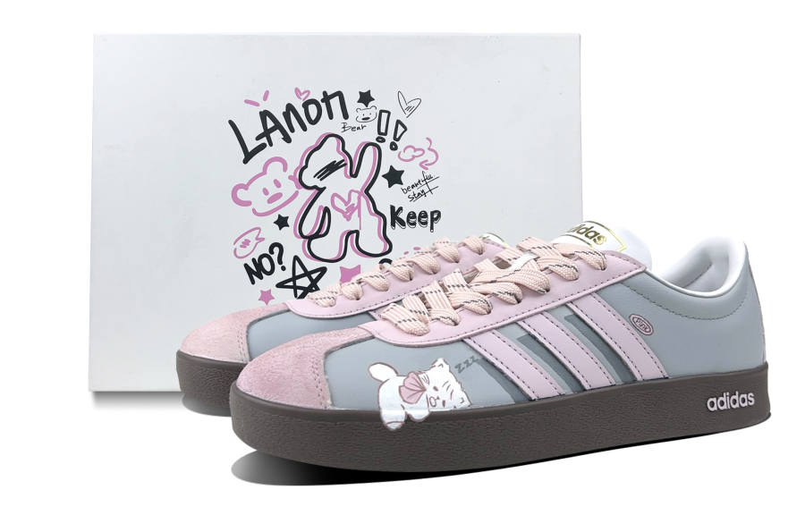 Adidas Adidas Vl Court Classic Leather Abrasion Resistant Low top Skateboard Shoes Women's Light Gray