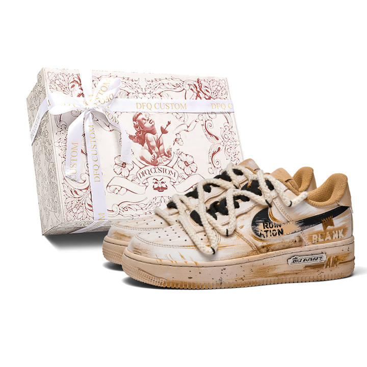 Nike Nike Air Force 1 Sand Dune Box Cushioning Abrasion Resistant Cushioning, Wear Resistant Low top Skateboard Shoes Unisex