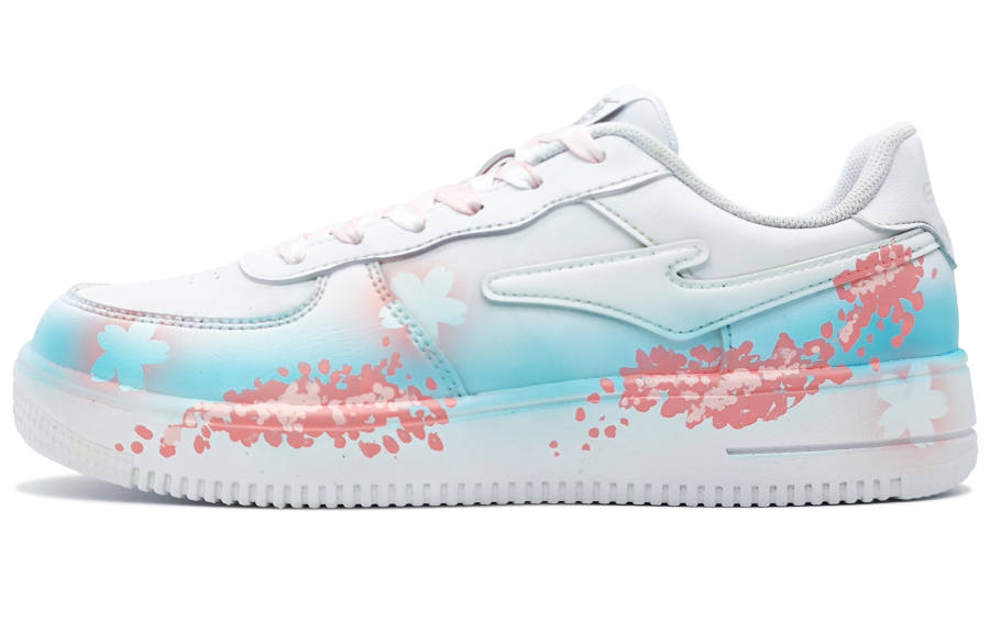 Erke Slip Resistant Cushioning Abrasion Resistant Low top Skateboard Shoes Unisex White Blue Pink