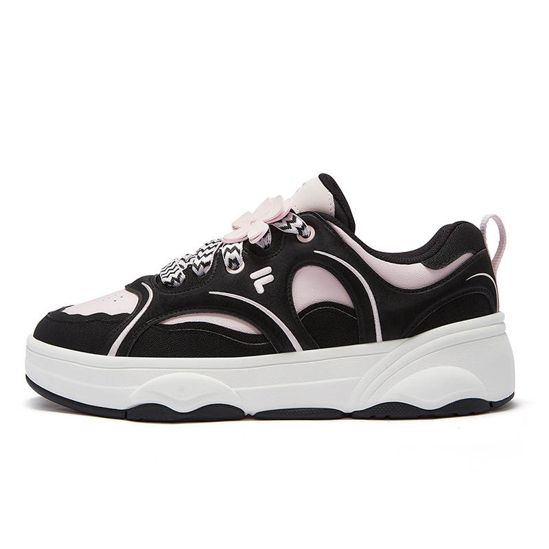 FILA FUSION WINDROUND DX Dancing Longboard Shoes Versatile Cushioning Low top Skateboard Shoes Women's Black White