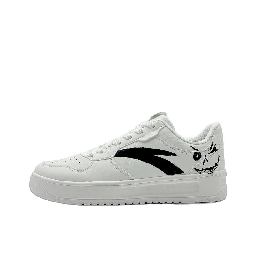 Anta Easy Slip Resistant Waterproof Cushioning Low top Skateboard Shoes Unisex White Black