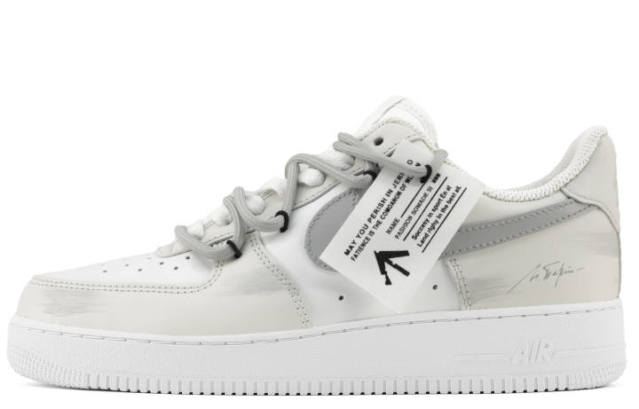 Nike Nike Air Force 1 Abrasion Resistant Height Increasing Low top Skateboard Shoes Unisex Gray White