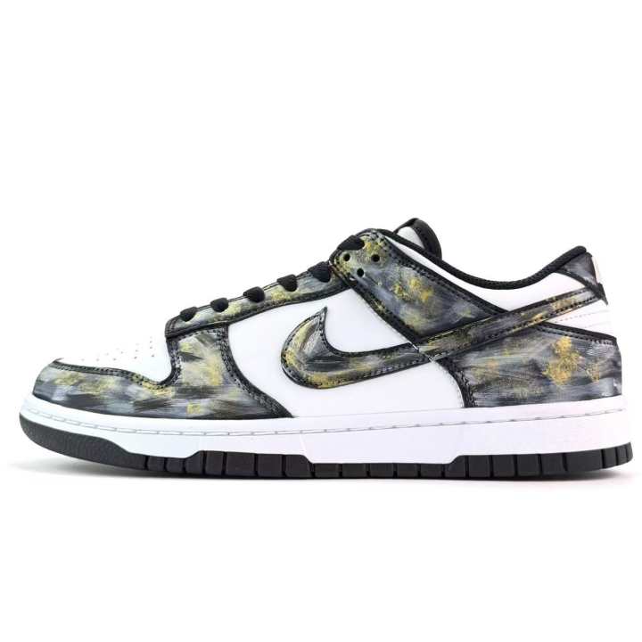 Nike Nike Dunk Gold Rush, Ink Shadow Gilded Cushioning Abrasion Resistant Low top Skateboard Shoes Unisex Black Gold