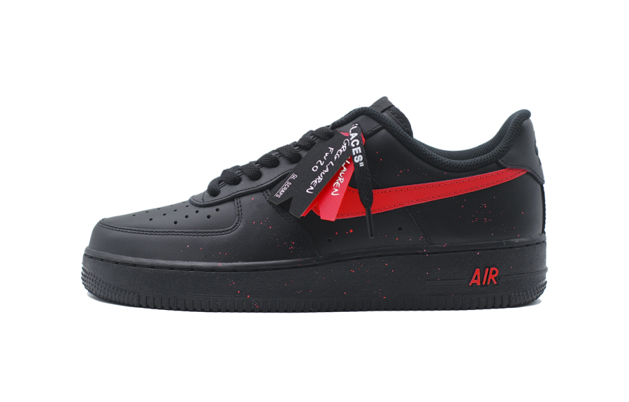 Nike Nike Air Force 1 Abrasion Resistant Low top Skateboard Shoes Unisex Black Red