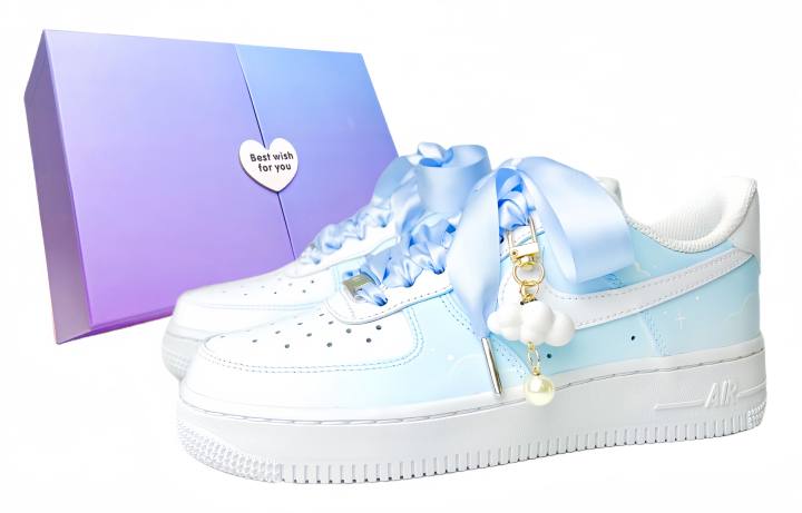 Nike Nike Air Force 1 Low top Skateboard Shoes Women's Blue White
