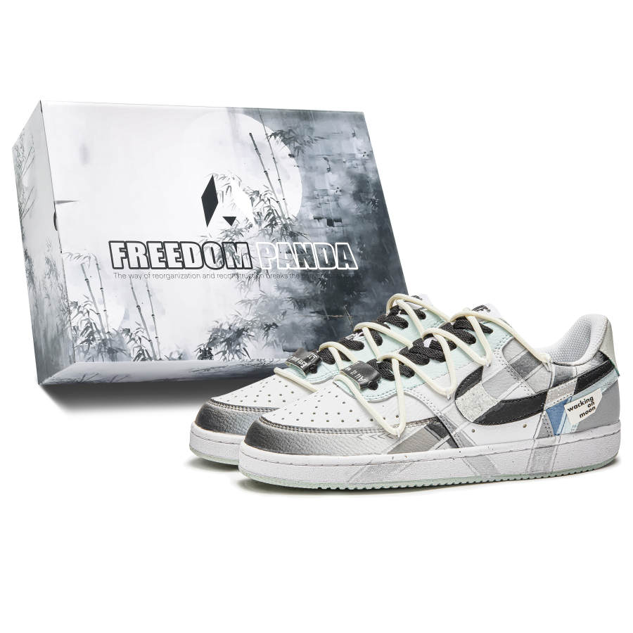 Nike Nike Court Vision 1 Free Panda, Box, Zoom Slip Resistant Low top Skateboard Shoes Men's Blue Gray