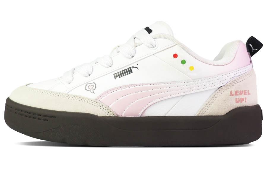 PUMA Park Lifestyle Heartfelt Signal Slip Resistant Abrasion Resistant Low top Skateboard Shoes Unisex White Pink