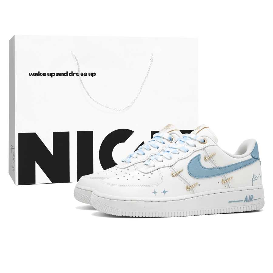Nike Nike Air Force 1 Blue Ocean Cushioning Abrasion Resistant Lightweight Low top Skateboard Shoes Women's Haze Blue