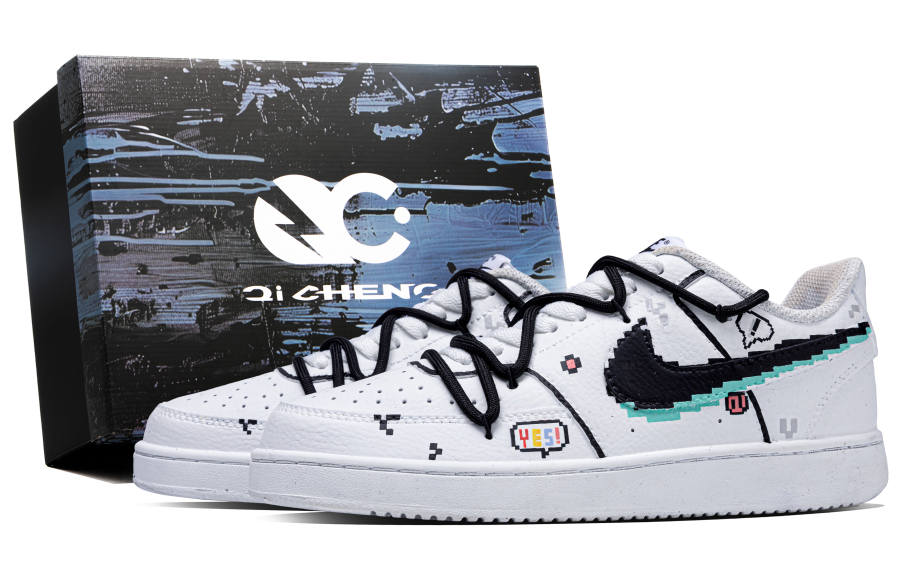Nike Nike Court Vision 1 My World Box Abrasion Resistant Low top Skateboard Shoes Unisex Black White