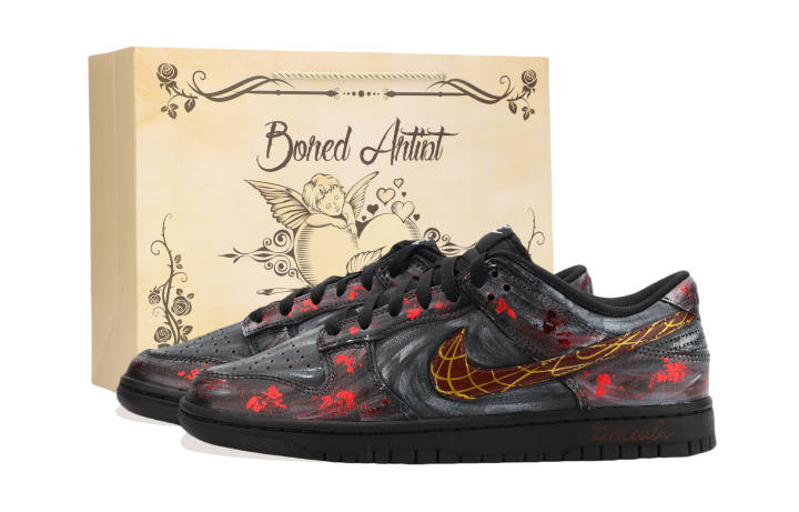 Nike Nike Dunk Jiang Immersed Moon Abrasion Resistant Abrasion Resistant Low top Skateboard Shoes Unisex Black Red