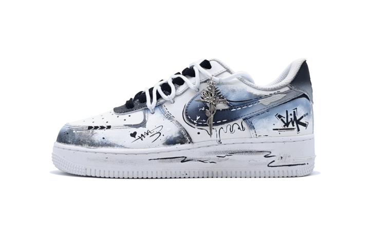 Nike Nike Air Force 1 Dark Silver Abrasion Resistant Low top Skateboard Shoes Unisex White