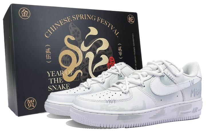 Nike Nike Air Force 1 Slip Resistant Abrasion Resistant Low top Skateboard Shoes Men's Gray White