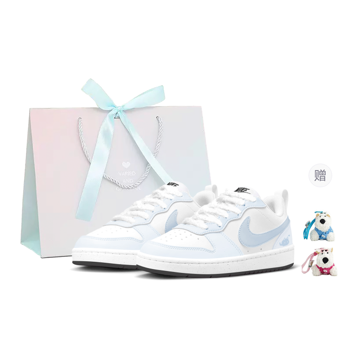 Nike Nike Court Borough Electronic Kitten Breathable Low top Skateboard Shoes Women's Blue White